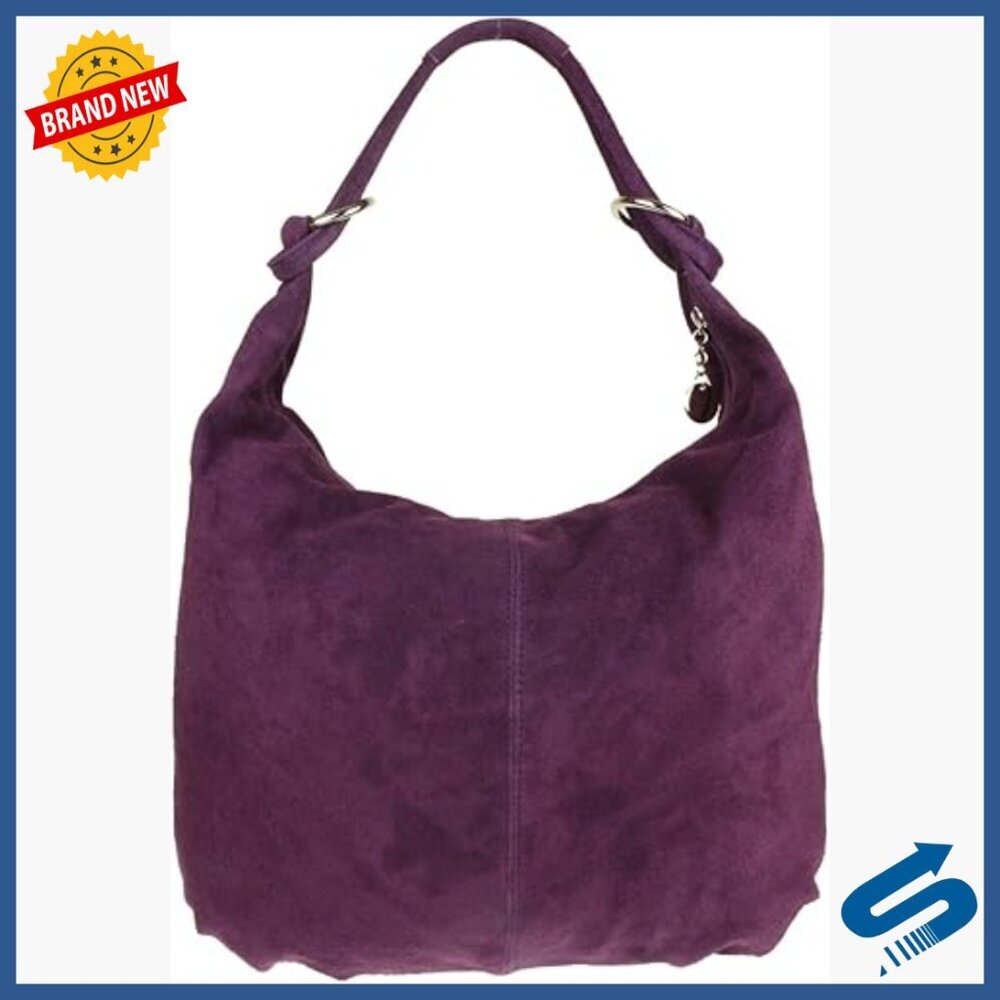 Large Genuine Italian Suede Leather Hobo Shoulder Bag